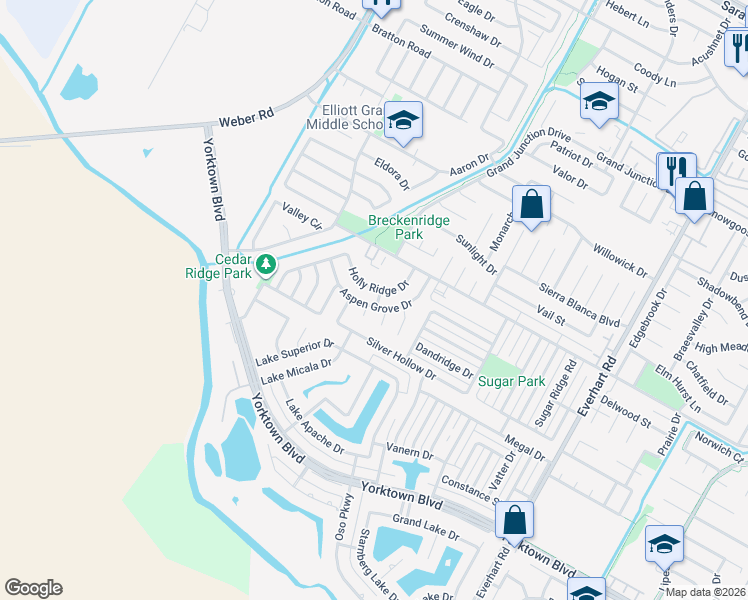 map of restaurants, bars, coffee shops, grocery stores, and more near 4338 Aspen Grove Drive in Corpus Christi