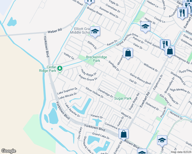 map of restaurants, bars, coffee shops, grocery stores, and more near 4426 Aspen Grove Drive in Corpus Christi