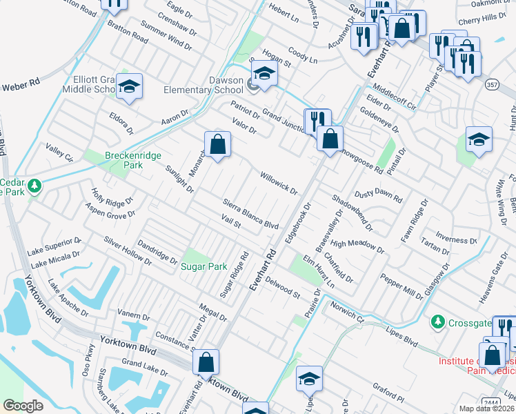 map of restaurants, bars, coffee shops, grocery stores, and more near 7042 Buttermilk Drive in Corpus Christi