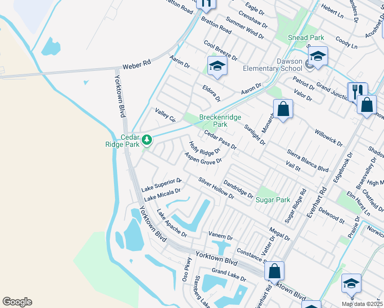 map of restaurants, bars, coffee shops, grocery stores, and more near 4318 Aspen Grove Drive in Corpus Christi