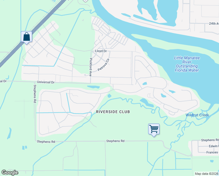 map of restaurants, bars, coffee shops, grocery stores, and more near 1 Pier Drive in Ruskin