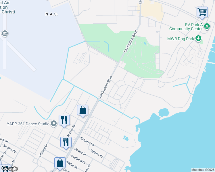map of restaurants, bars, coffee shops, grocery stores, and more near in Corpus Christi