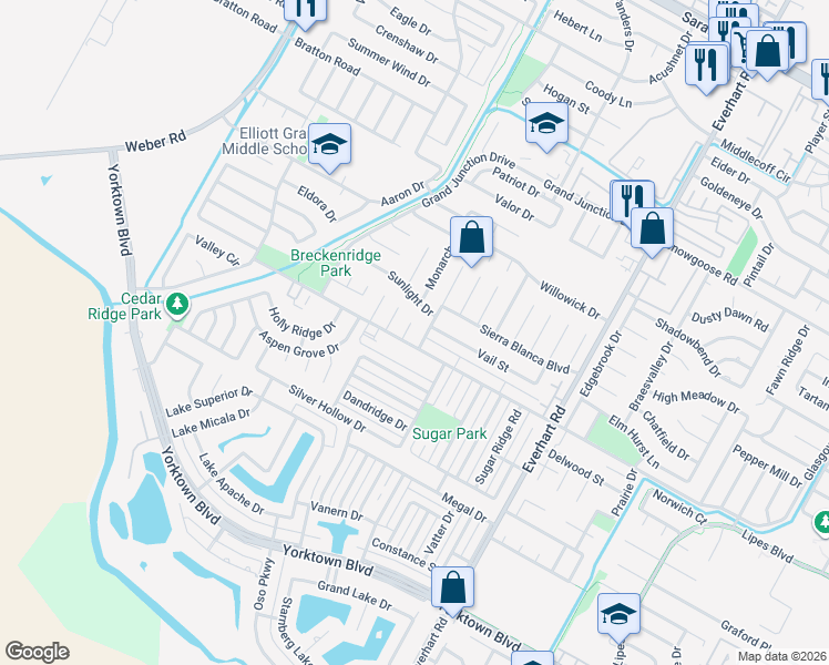 map of restaurants, bars, coffee shops, grocery stores, and more near 4533 Cedar Pass Drive in Corpus Christi