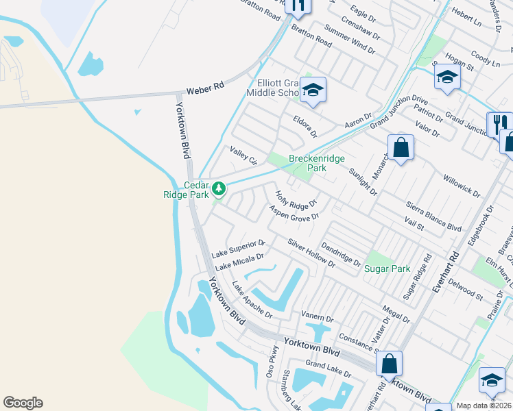 map of restaurants, bars, coffee shops, grocery stores, and more near 4242 Ridge View Drive in Corpus Christi