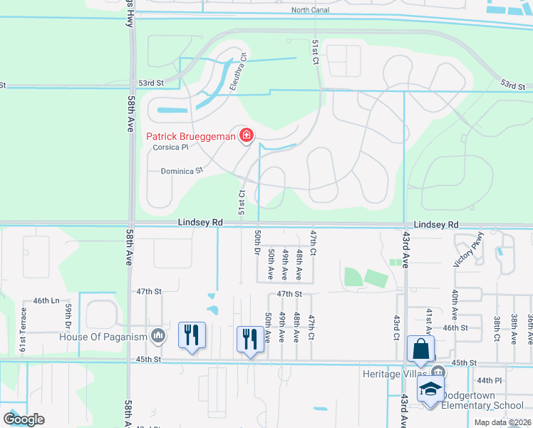 map of restaurants, bars, coffee shops, grocery stores, and more near 4996 49th Street in Vero Beach