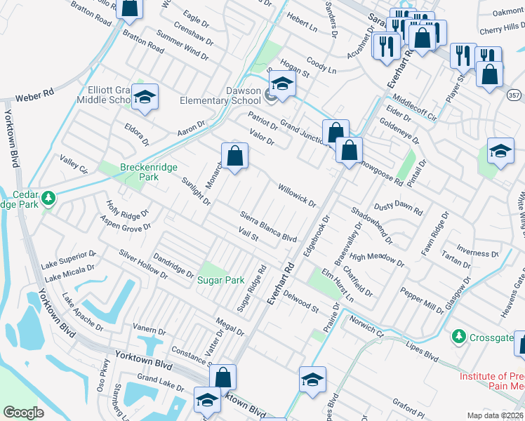 map of restaurants, bars, coffee shops, grocery stores, and more near 7010 Tree Top Place in Corpus Christi