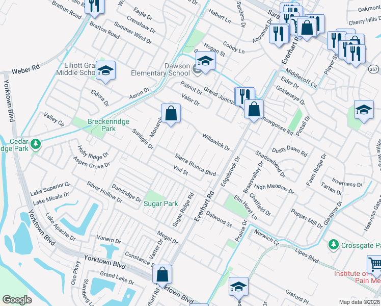 map of restaurants, bars, coffee shops, grocery stores, and more near 7010 Tree Top Place in Corpus Christi