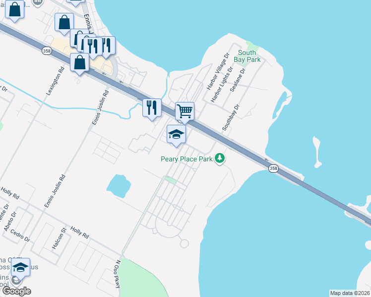 map of restaurants, bars, coffee shops, grocery stores, and more near 1515 Paul Jones Avenue in Corpus Christi