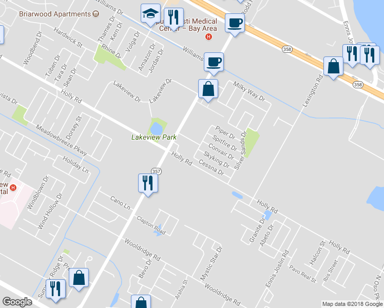 map of restaurants, bars, coffee shops, grocery stores, and more near 2025 Blue Angel Street in Corpus Christi