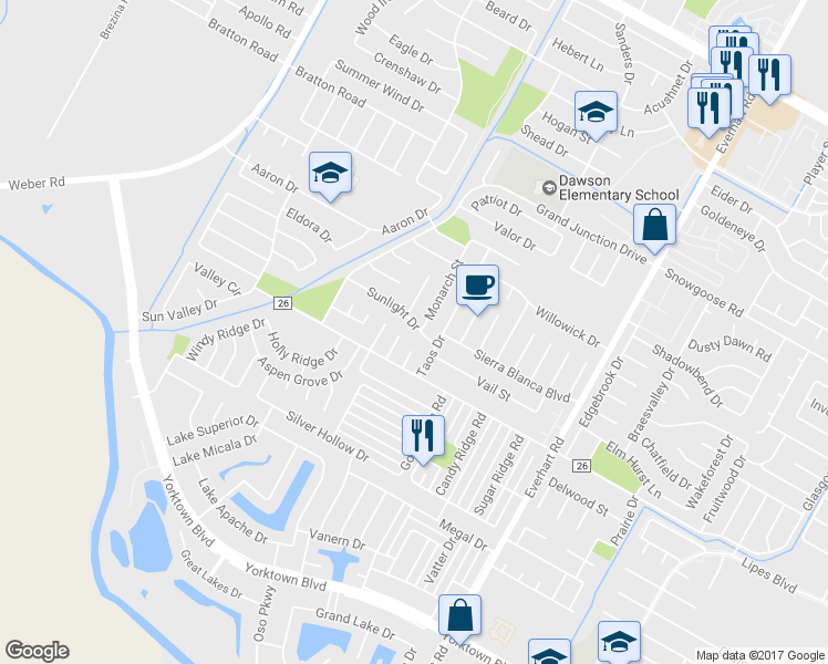 map of restaurants, bars, coffee shops, grocery stores, and more near 4525 Sunlight Drive in Corpus Christi