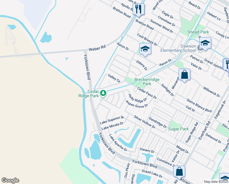 map of restaurants, bars, coffee shops, grocery stores, and more near 7309 Windy Ridge Drive in Corpus Christi