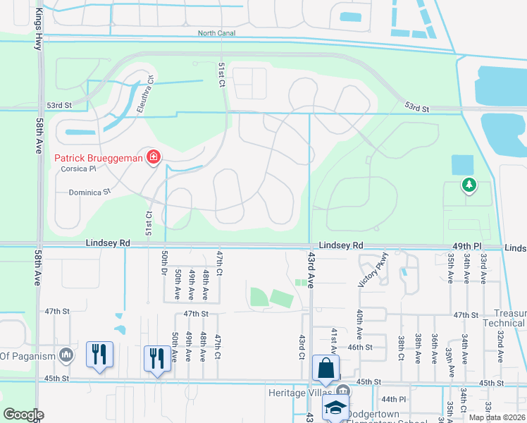 map of restaurants, bars, coffee shops, grocery stores, and more near 5083 Pendelton Square in Vero Beach