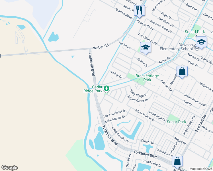 map of restaurants, bars, coffee shops, grocery stores, and more near 7322 Sun Valley Drive in Corpus Christi