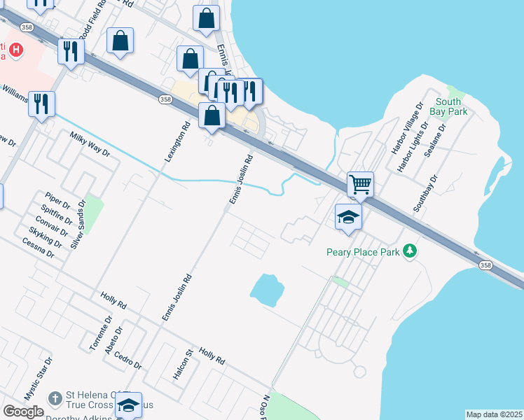 map of restaurants, bars, coffee shops, grocery stores, and more near 1938 Ennis Joslin Road in Corpus Christi