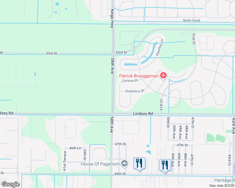 map of restaurants, bars, coffee shops, grocery stores, and more near 5019 Corsica Square in Vero Beach