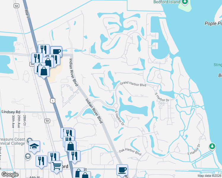 map of restaurants, bars, coffee shops, grocery stores, and more near 1769 Victoria Circle in Vero Beach