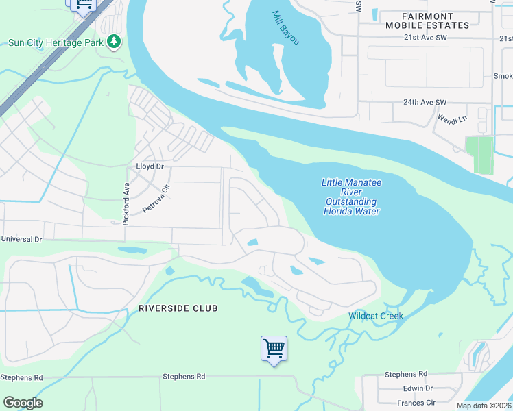 map of restaurants, bars, coffee shops, grocery stores, and more near 2001 Bluff Bayou Drive in Ruskin