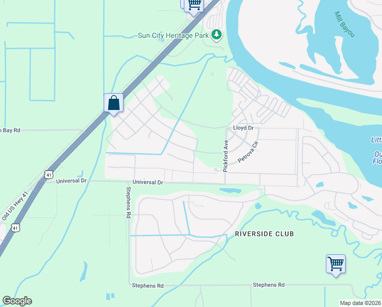 map of restaurants, bars, coffee shops, grocery stores, and more near 2602 1st National Drive in Ruskin