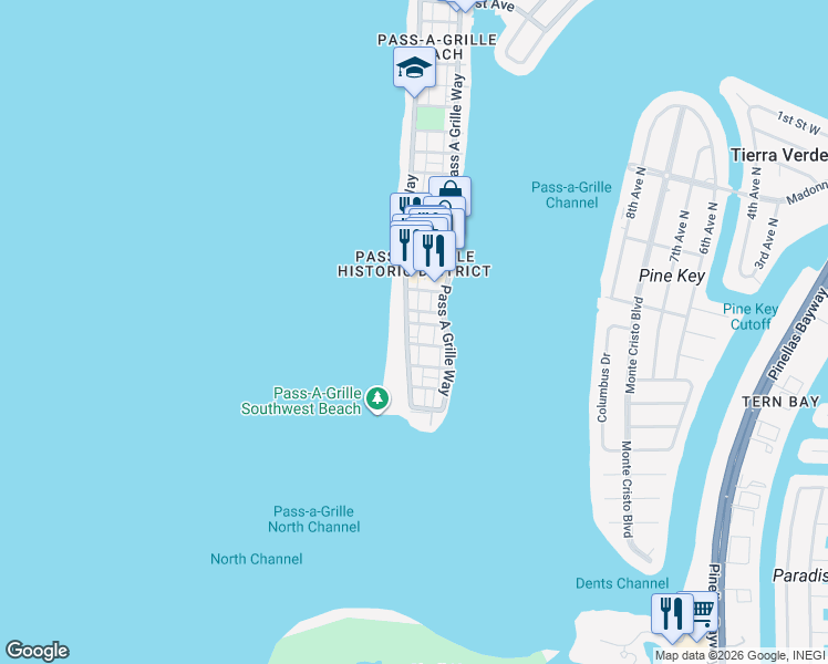 map of restaurants, bars, coffee shops, grocery stores, and more near 403 Gulf Way in St. Pete Beach
