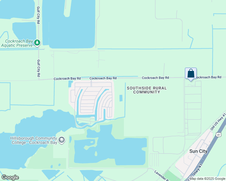 map of restaurants, bars, coffee shops, grocery stores, and more near 3939 Leilani Lane in Ruskin