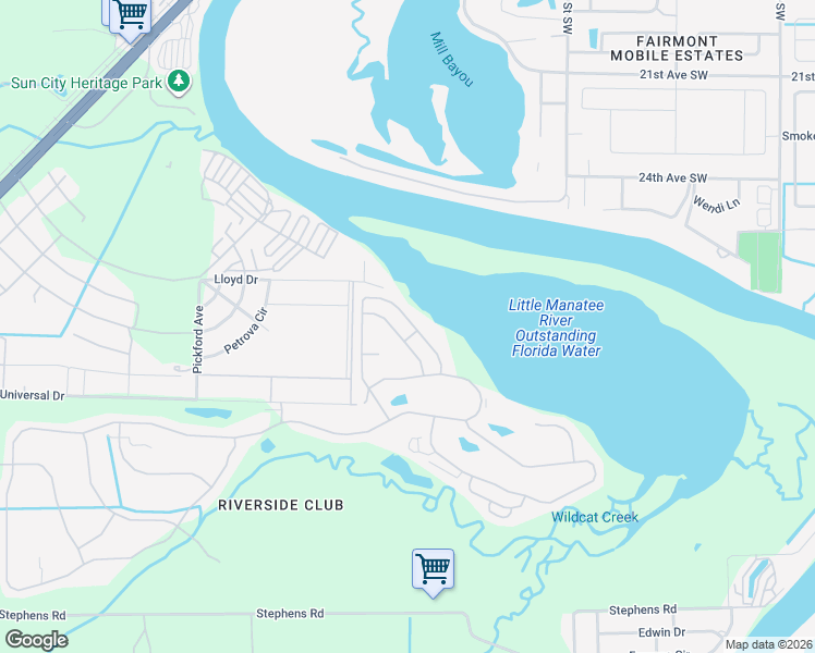 map of restaurants, bars, coffee shops, grocery stores, and more near 3518 Blue Lagoon Drive in Ruskin