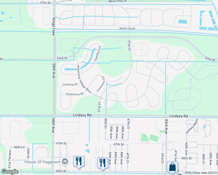 map of restaurants, bars, coffee shops, grocery stores, and more near 51st Court in Vero Beach