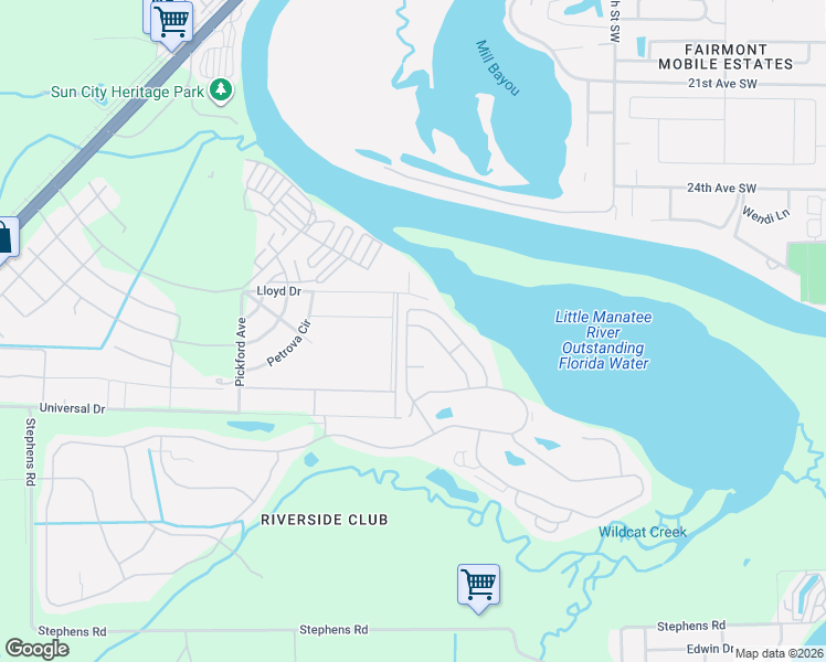 map of restaurants, bars, coffee shops, grocery stores, and more near 2201 Chaplin Drive in Ruskin