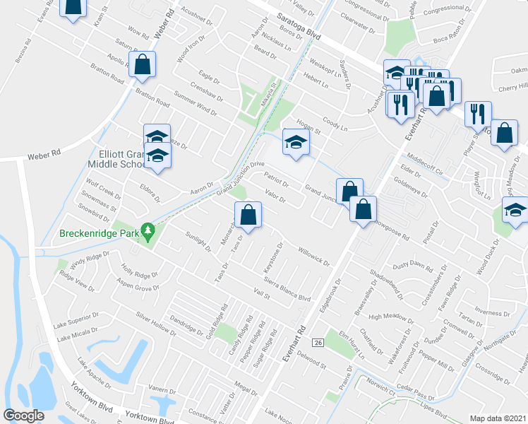 map of restaurants, bars, coffee shops, grocery stores, and more near 4626 Wales Drive in Corpus Christi