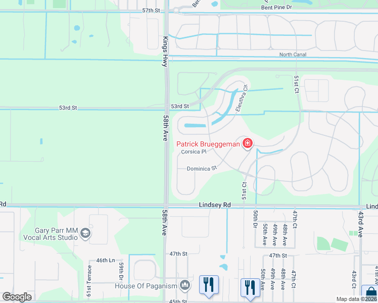 map of restaurants, bars, coffee shops, grocery stores, and more near Corsica Place in Vero Beach