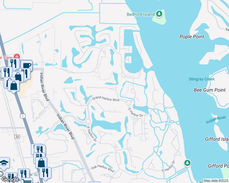 map of restaurants, bars, coffee shops, grocery stores, and more near 5136 Saint Davids Drive in Vero Beach