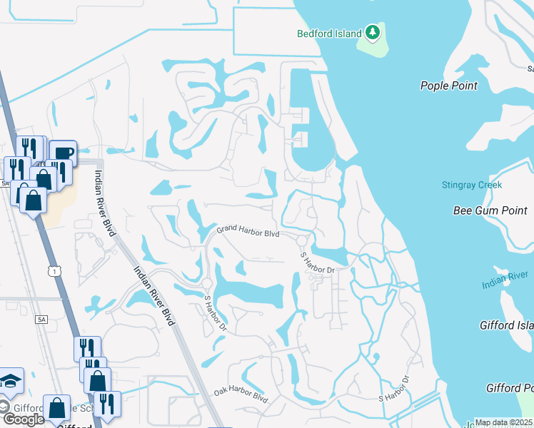 map of restaurants, bars, coffee shops, grocery stores, and more near 5136 Saint Davids Drive in Vero Beach