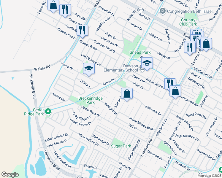 map of restaurants, bars, coffee shops, grocery stores, and more near 4505 Windows Drive in Corpus Christi