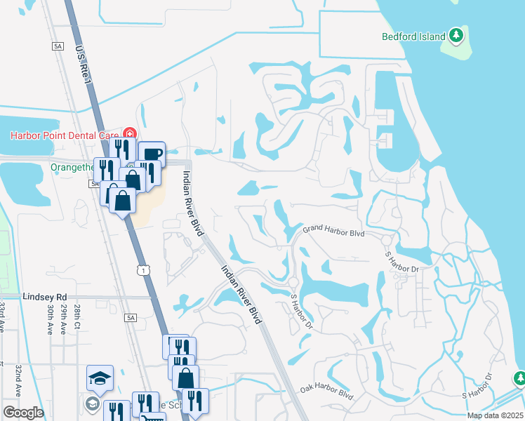 map of restaurants, bars, coffee shops, grocery stores, and more near 1728 Victoria Circle in Vero Beach