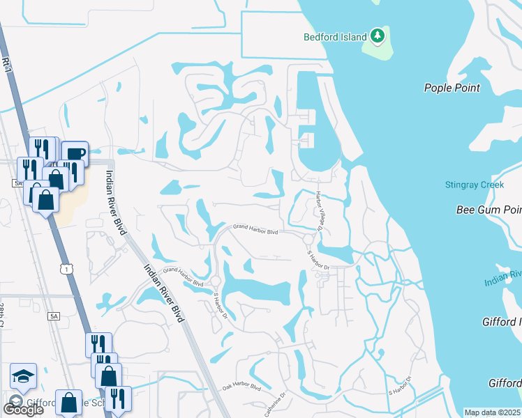 map of restaurants, bars, coffee shops, grocery stores, and more near 1429 Saint Davids Lane in Vero Beach