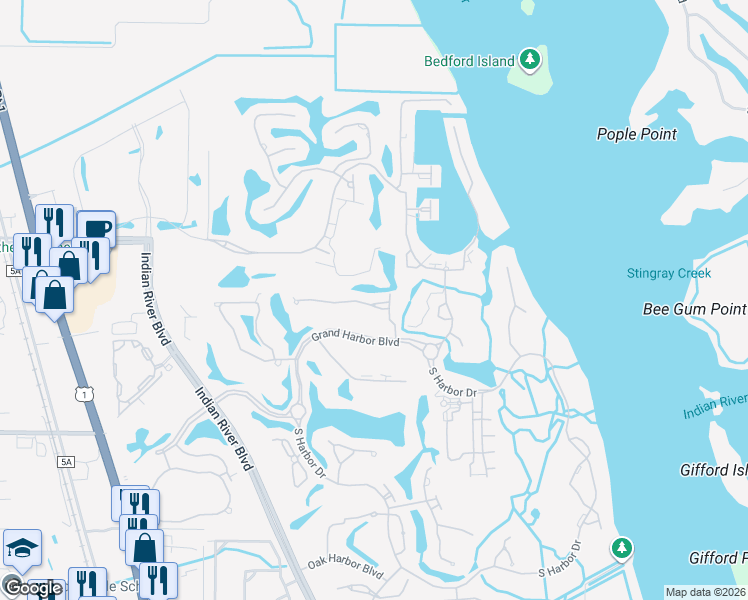 map of restaurants, bars, coffee shops, grocery stores, and more near 1429 Saint Davids Lane in Vero Beach