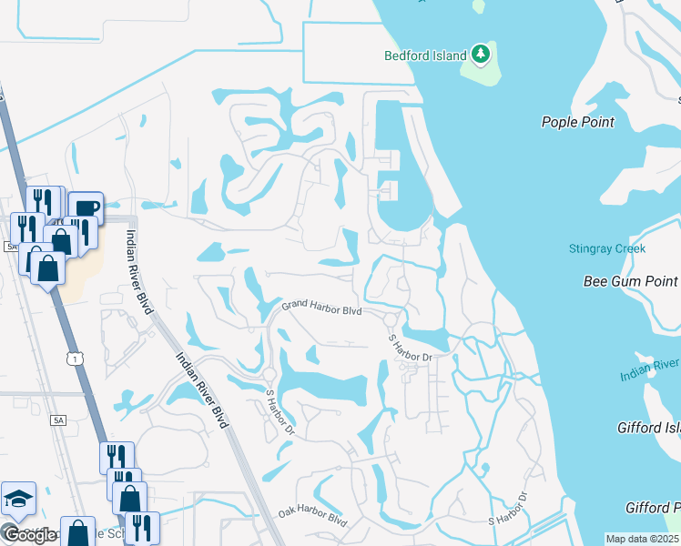 map of restaurants, bars, coffee shops, grocery stores, and more near 1429 Saint Davids Lane in Vero Beach