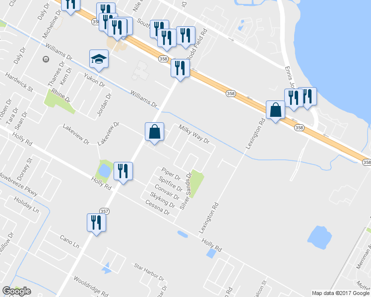 map of restaurants, bars, coffee shops, grocery stores, and more near 1738 Star Cove Drive in Corpus Christi