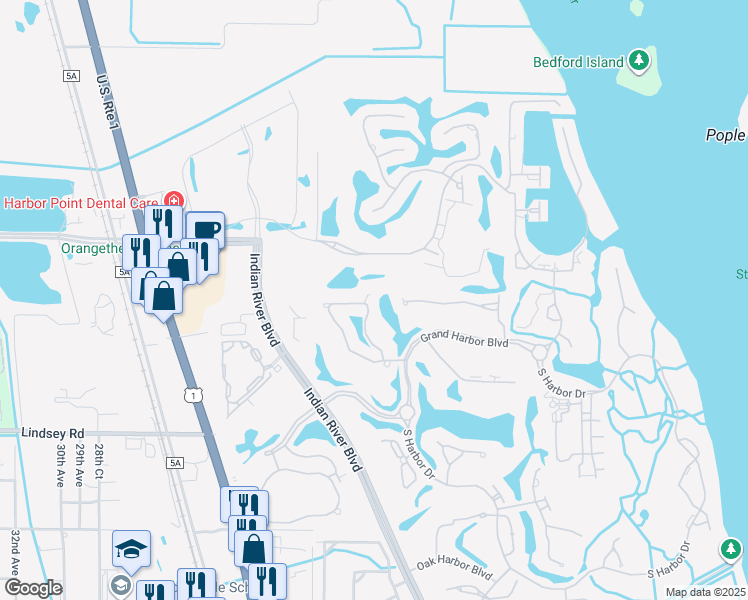 map of restaurants, bars, coffee shops, grocery stores, and more near 1728 Victoria Circle in Vero Beach