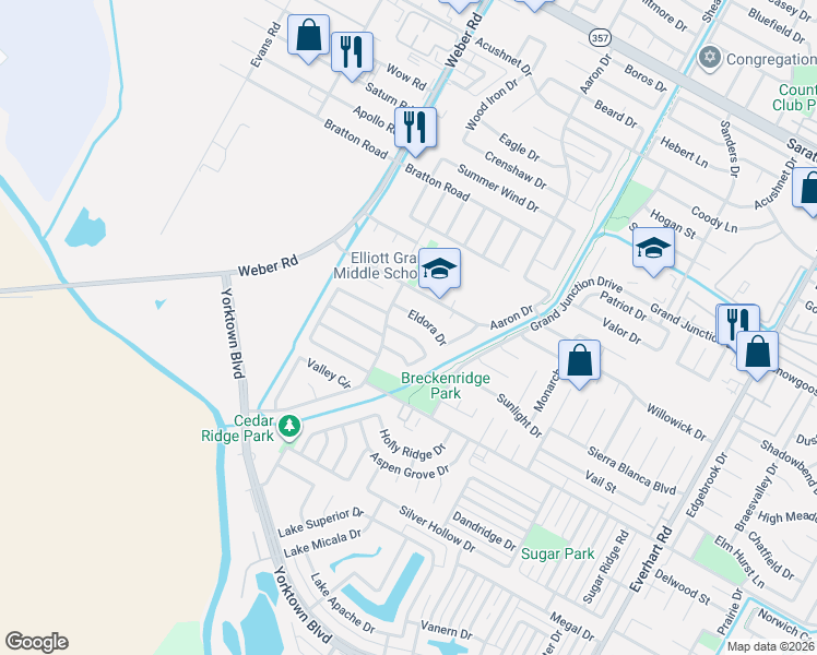 map of restaurants, bars, coffee shops, grocery stores, and more near 4321 Beaver Creek Drive in Corpus Christi