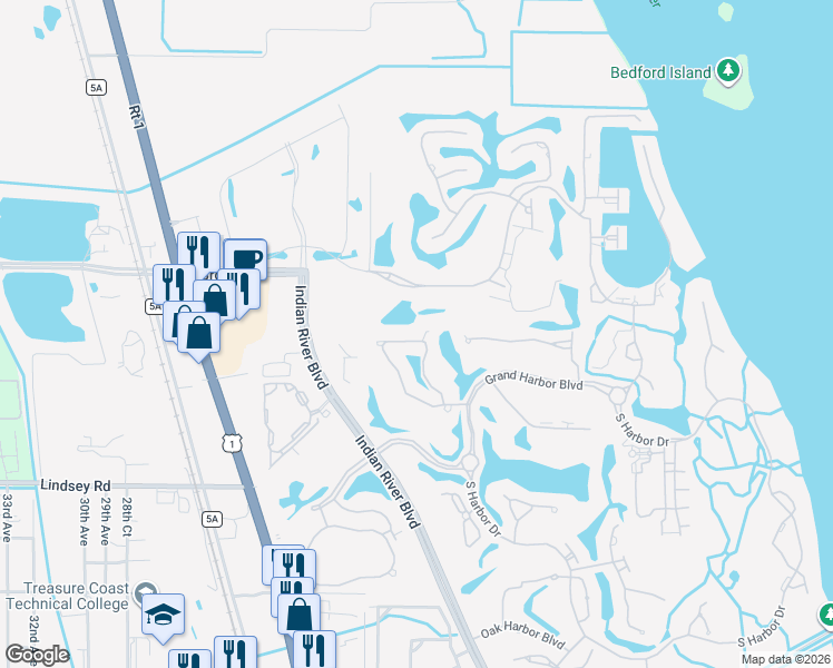 map of restaurants, bars, coffee shops, grocery stores, and more near 1728 Victoria Circle in Vero Beach