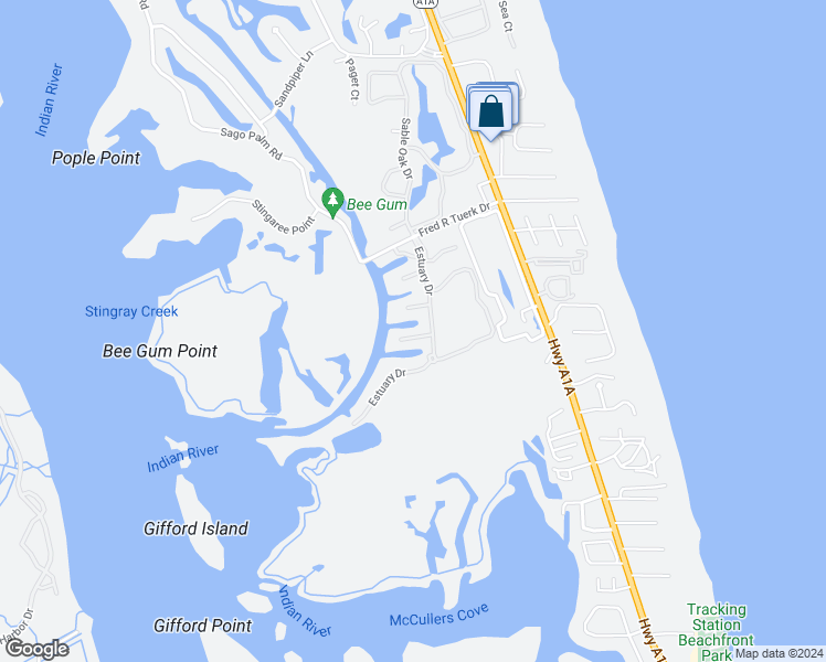 map of restaurants, bars, coffee shops, grocery stores, and more near 115 Waterway Lane in Vero Beach