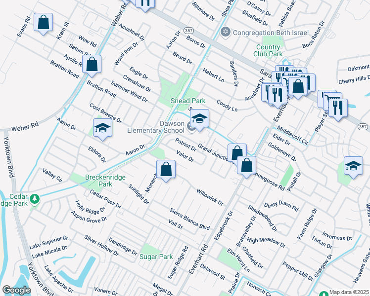 map of restaurants, bars, coffee shops, grocery stores, and more near 4610 Patriot Drive in Corpus Christi
