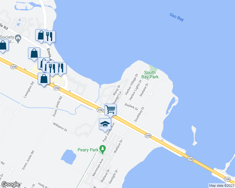 map of restaurants, bars, coffee shops, grocery stores, and more near 8100 South Padre Island Drive in Corpus Christi