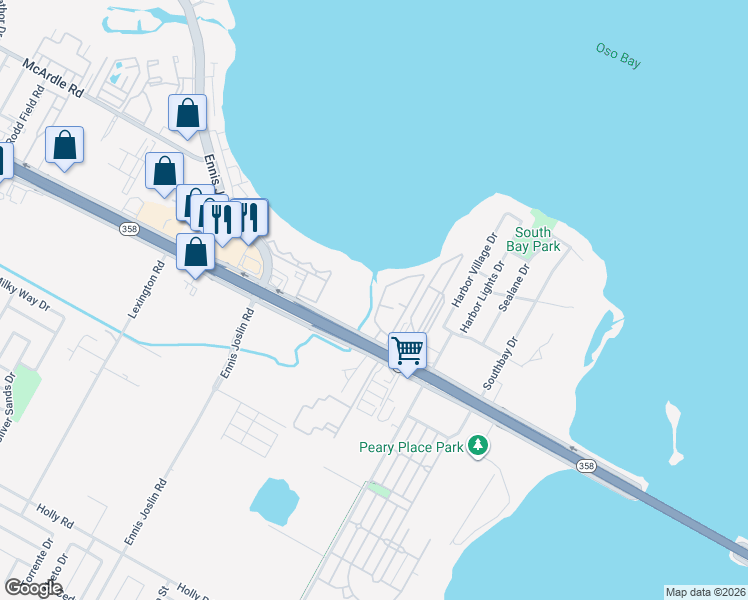 map of restaurants, bars, coffee shops, grocery stores, and more near 8050 South Padre Island Drive in Corpus Christi