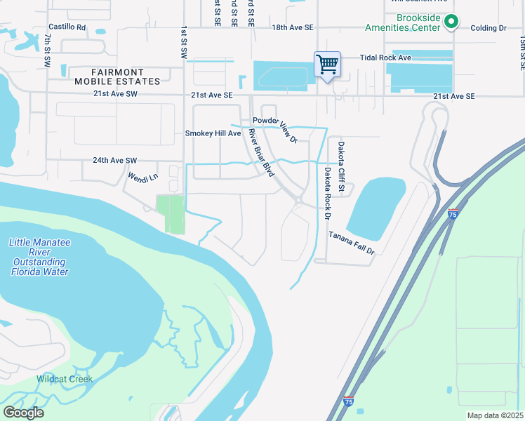 map of restaurants, bars, coffee shops, grocery stores, and more near 2409 Cumberland Cliff Drive in Ruskin