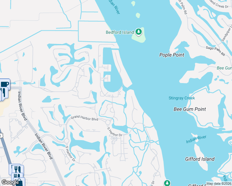 map of restaurants, bars, coffee shops, grocery stores, and more near 4755 South Harbor Drive in Vero Beach