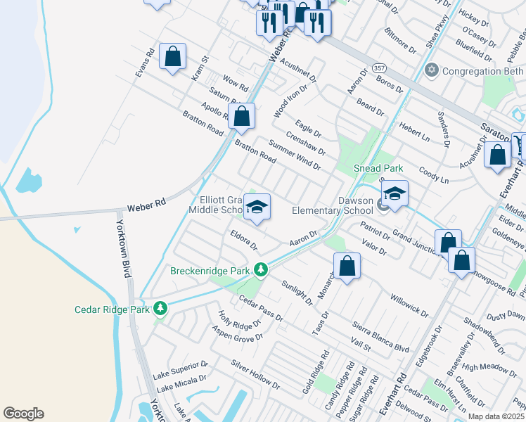map of restaurants, bars, coffee shops, grocery stores, and more near 4350 Aaron Drive in Corpus Christi
