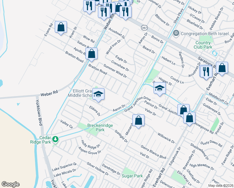 map of restaurants, bars, coffee shops, grocery stores, and more near 6917 Arron Drive in Corpus Christi