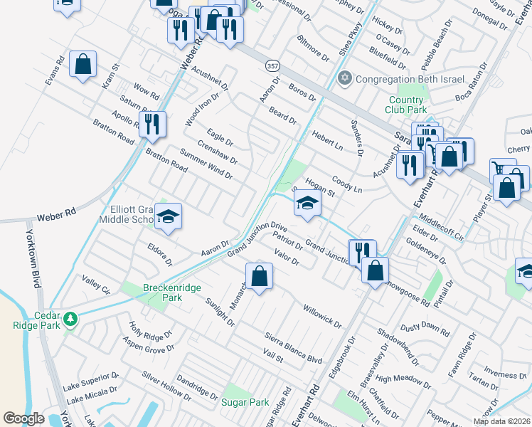 map of restaurants, bars, coffee shops, grocery stores, and more near 6810 Elba Court in Corpus Christi