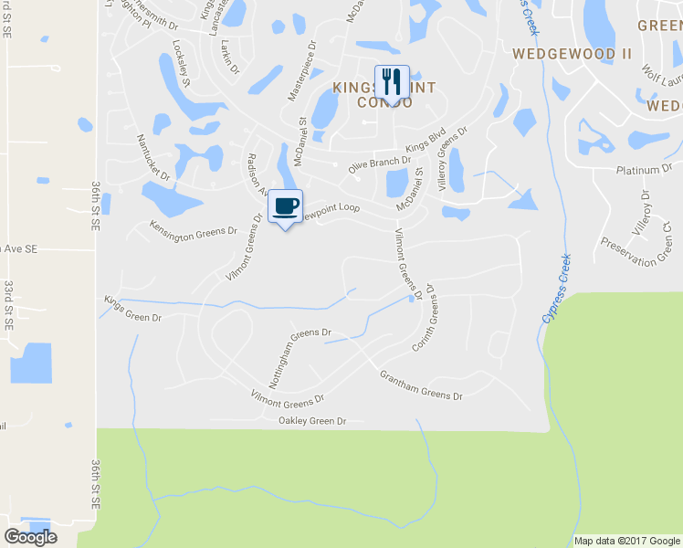 map of restaurants, bars, coffee shops, grocery stores, and more near 2303 Brookfield Greens Circle in Sun City Center